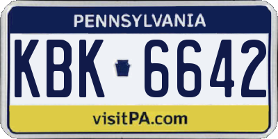 PA license plate KBK6642
