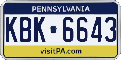PA license plate KBK6643