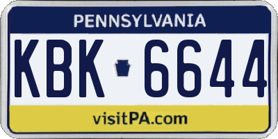 PA license plate KBK6644