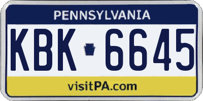 PA license plate KBK6645
