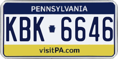 PA license plate KBK6646
