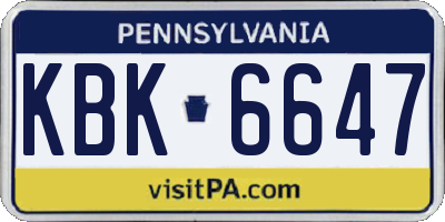 PA license plate KBK6647