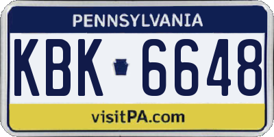 PA license plate KBK6648