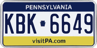 PA license plate KBK6649