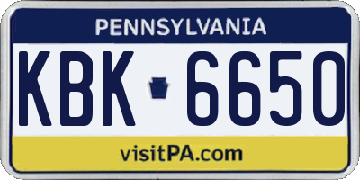PA license plate KBK6650