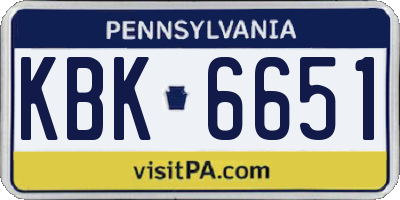 PA license plate KBK6651