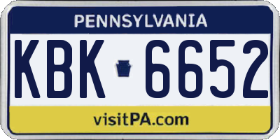 PA license plate KBK6652