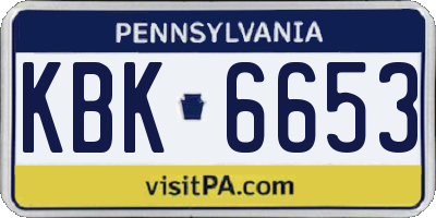 PA license plate KBK6653