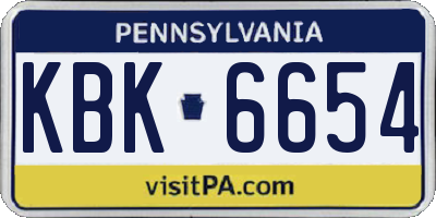 PA license plate KBK6654