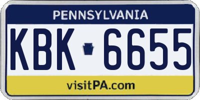 PA license plate KBK6655