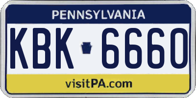 PA license plate KBK6660