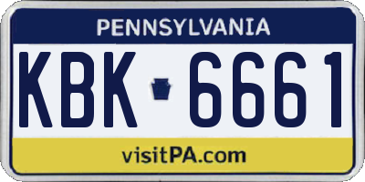 PA license plate KBK6661