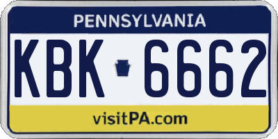 PA license plate KBK6662
