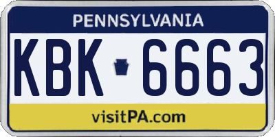 PA license plate KBK6663