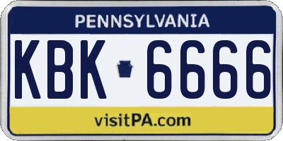 PA license plate KBK6666