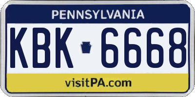 PA license plate KBK6668