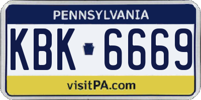 PA license plate KBK6669