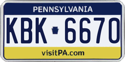 PA license plate KBK6670