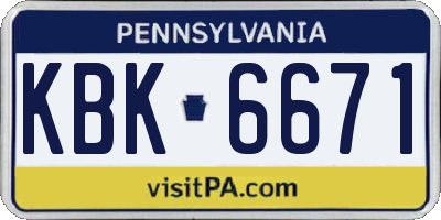 PA license plate KBK6671