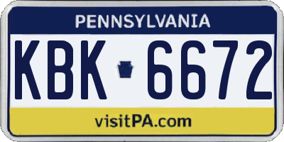 PA license plate KBK6672