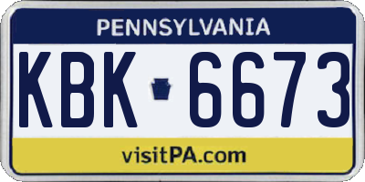 PA license plate KBK6673