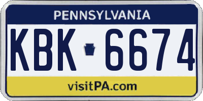 PA license plate KBK6674