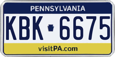 PA license plate KBK6675