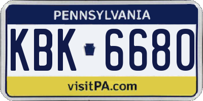 PA license plate KBK6680