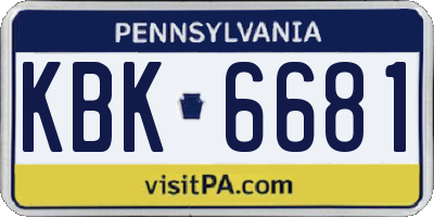 PA license plate KBK6681