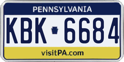 PA license plate KBK6684