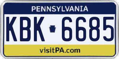 PA license plate KBK6685