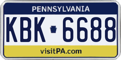 PA license plate KBK6688