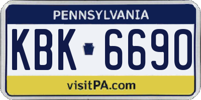 PA license plate KBK6690