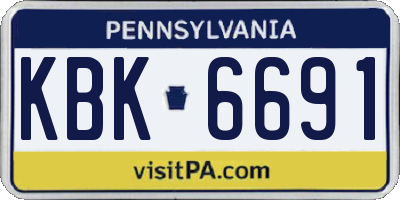 PA license plate KBK6691