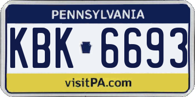 PA license plate KBK6693