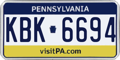 PA license plate KBK6694