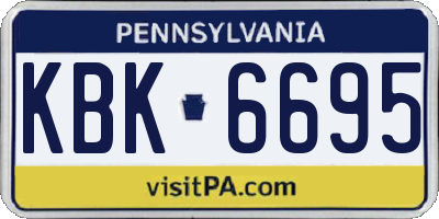 PA license plate KBK6695