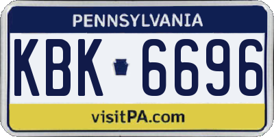PA license plate KBK6696