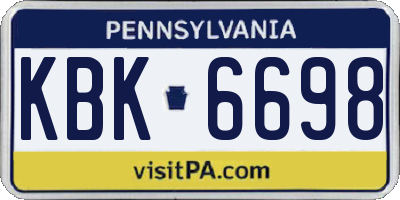 PA license plate KBK6698