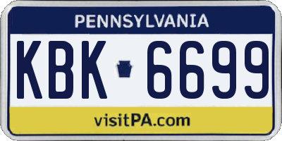 PA license plate KBK6699