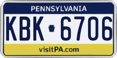 PA license plate KBK6706