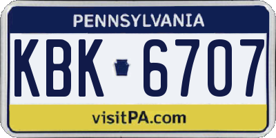 PA license plate KBK6707