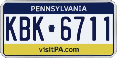 PA license plate KBK6711