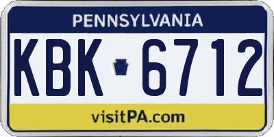 PA license plate KBK6712