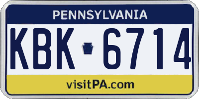 PA license plate KBK6714