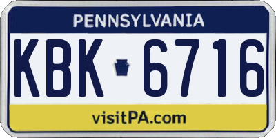 PA license plate KBK6716