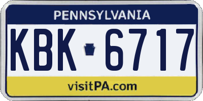 PA license plate KBK6717
