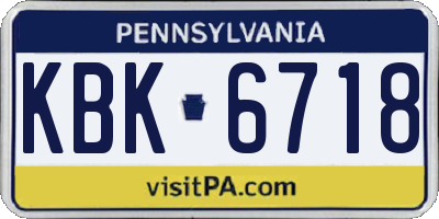 PA license plate KBK6718