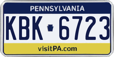 PA license plate KBK6723
