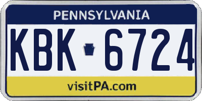 PA license plate KBK6724